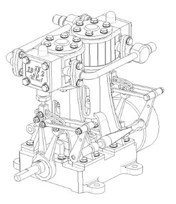 Moteur à vapeur bi-cylindres JLS 130-2